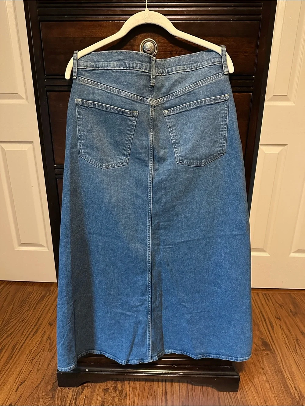 GAP Blue Denim Maxi Skirt with Front Slit Detail - Picture 2 of 5